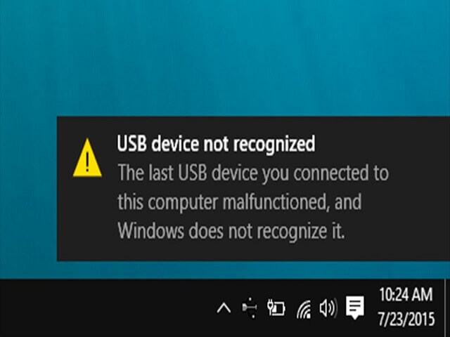 lỗi the last usb device you connected to this computer malfunctioned